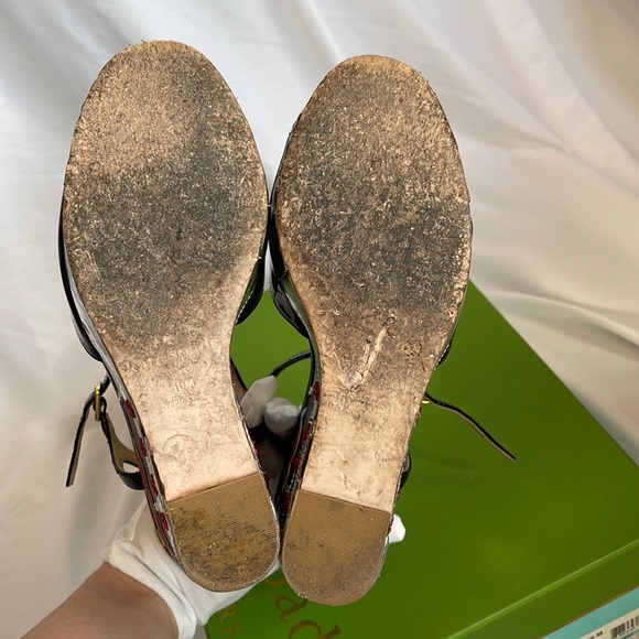 Kate Spade Black Patent Leather Dora Wedges Taco Truck Viva El Taco Size 10 - Picture 15 of 17